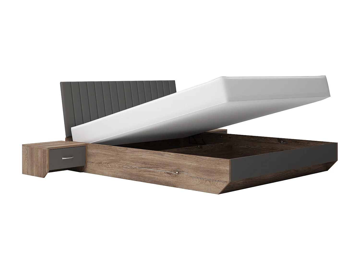 Camera matrimoniale completa con letto 160x200 cm marrone grigio antracite CMG1