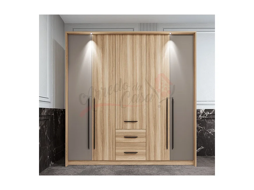 Camera da letto completa legno naturale e grigio chiaro CDLI37