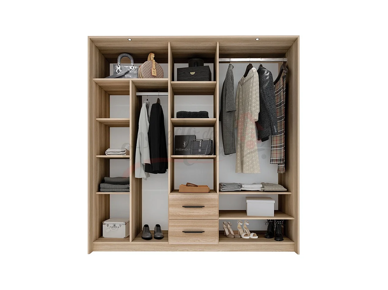 Camera da letto completa legno naturale e grigio chiaro CDLI37