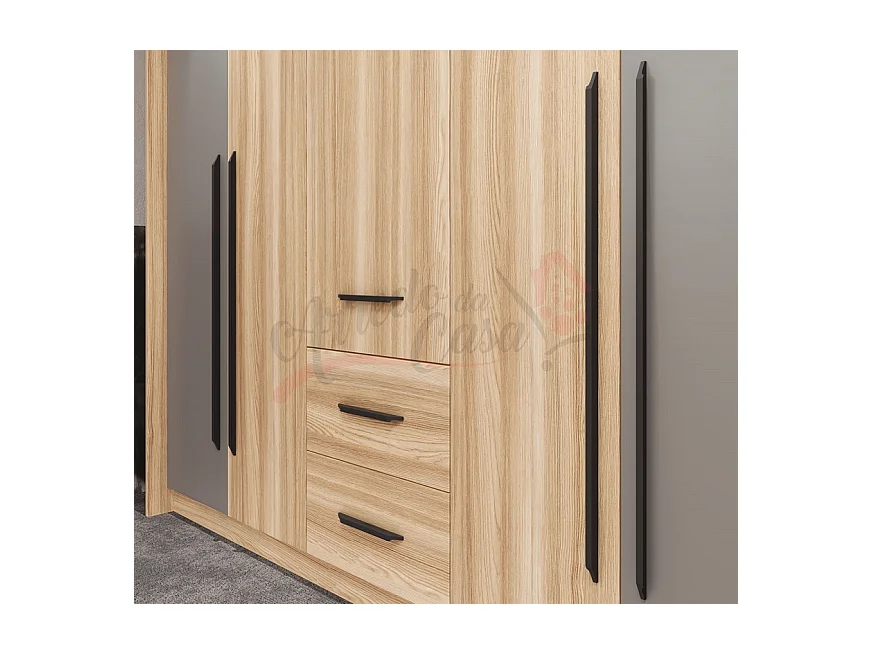 Camera da letto completa legno naturale e grigio chiaro CDLI37
