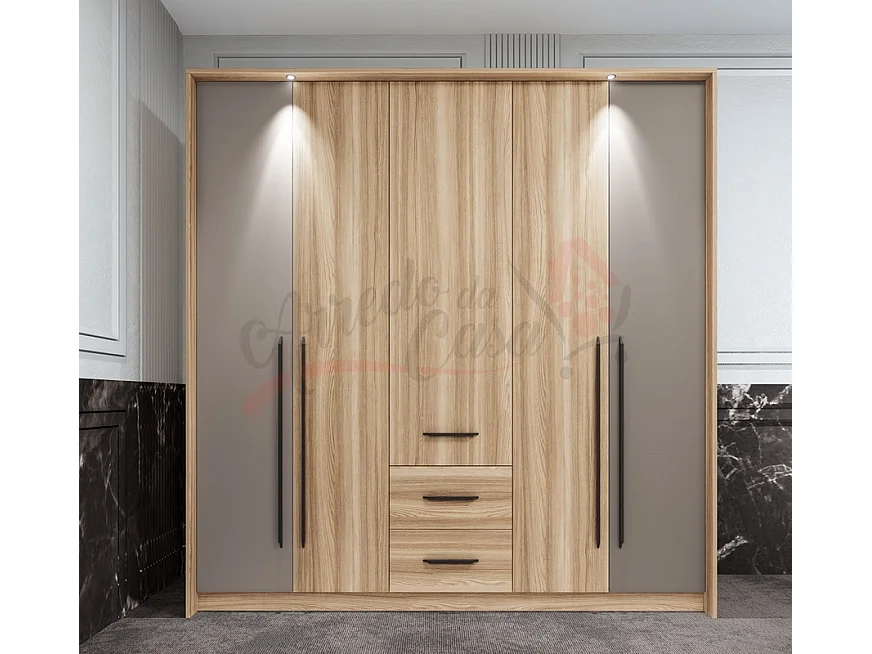 Camera da letto completa legno naturale e grigio chiaro CDLI37