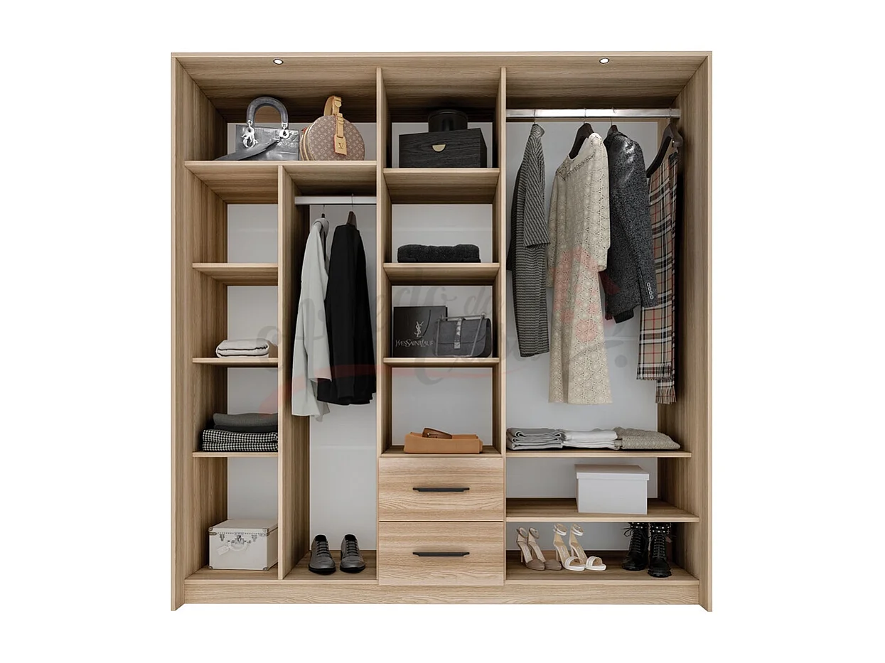 Camera da letto completa legno naturale e grigio chiaro CDLI37