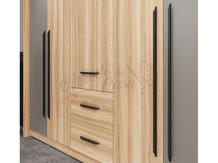 Camera da letto completa legno naturale e grigio chiaro CDLI37