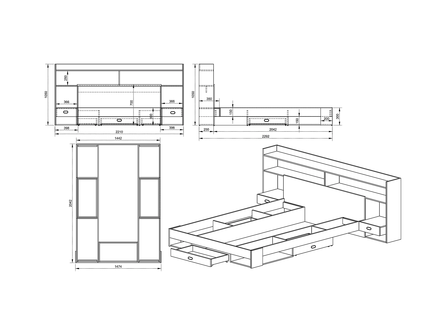 Camera da letto completa rovere naturale CDLI6