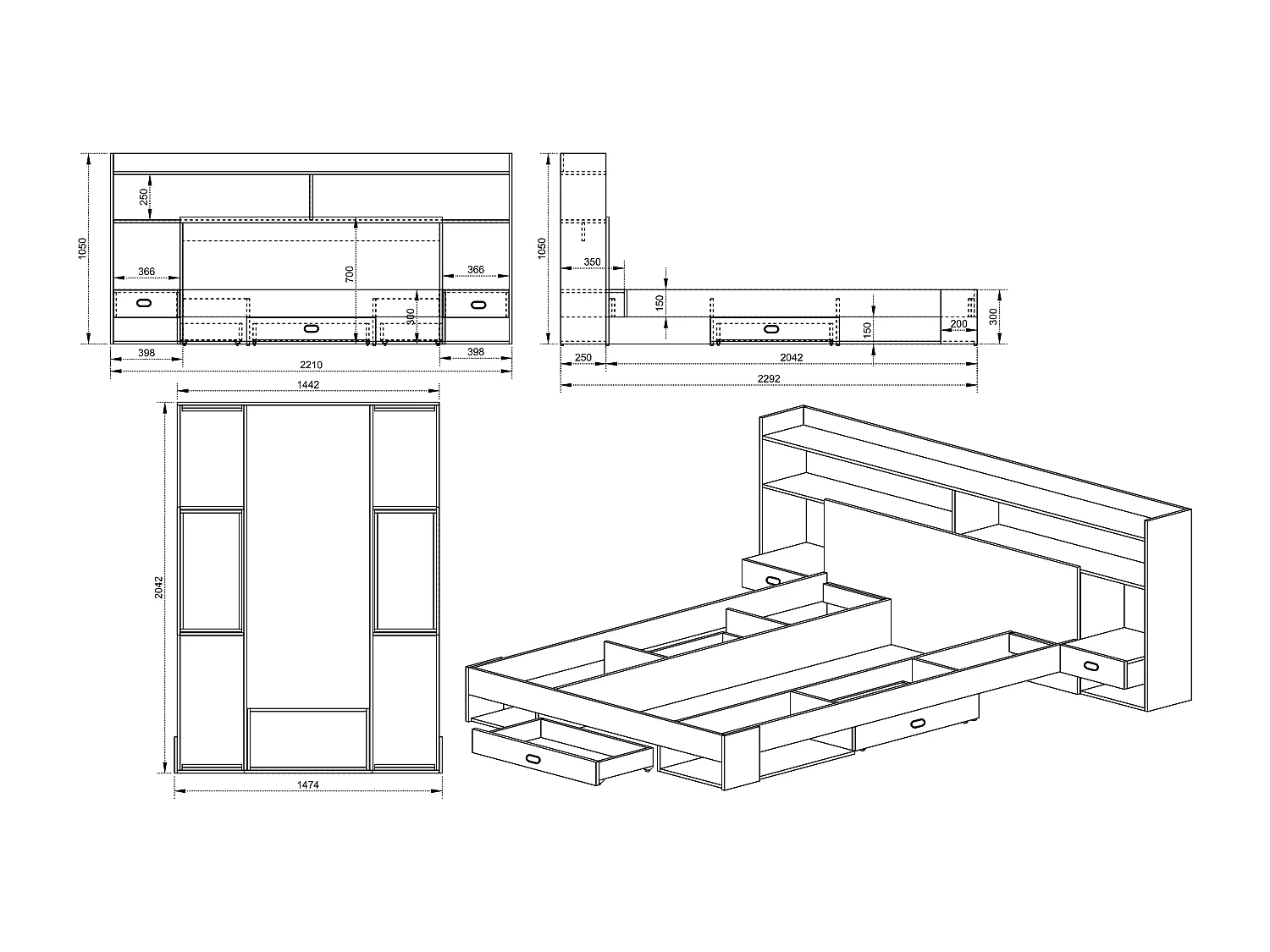 Camera da letto completa rovere naturale CDLI6