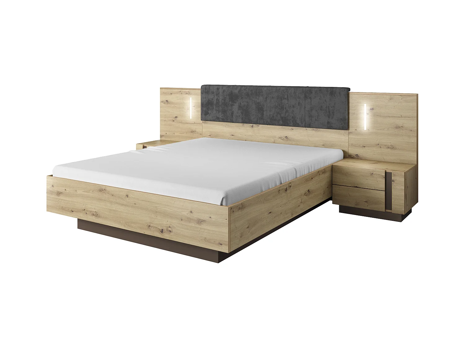 Camera da letto matrimoniale completa moderna rovere con dettagli grigio grafite CDLLK1