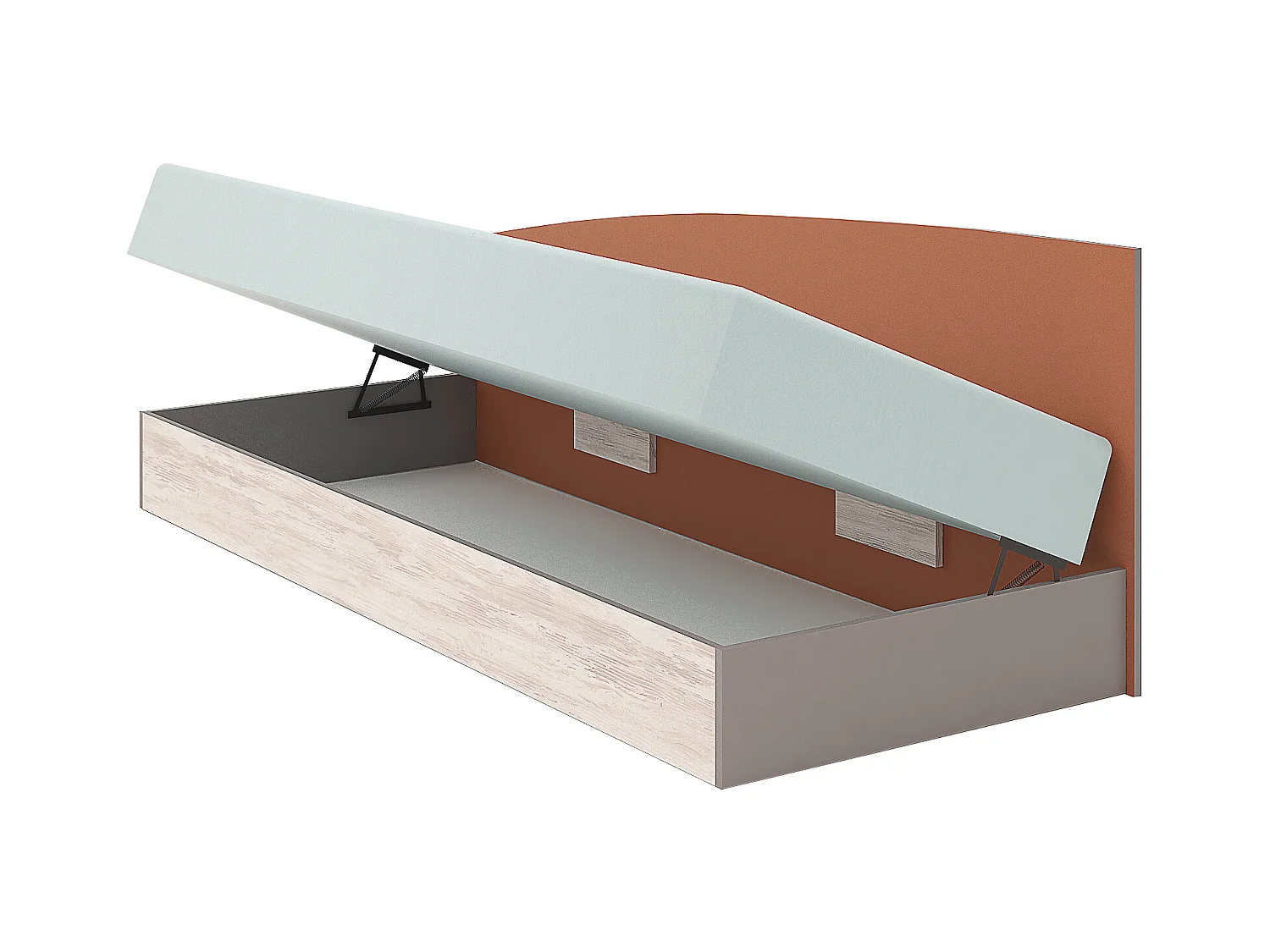 Cameretta completa moderna con 2 letti contenitore 82x190 cm bianco legno/arancio/grigio CBG2