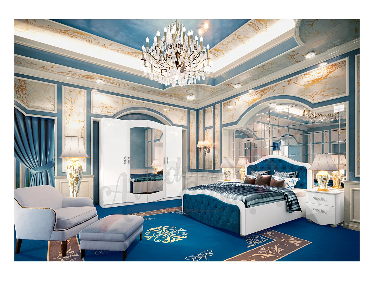 Camera da letto completa stile barocco CDLI3