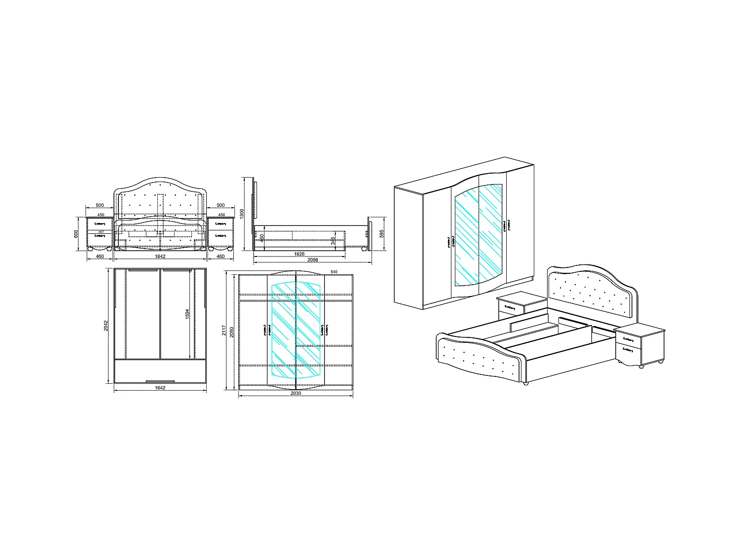 Camera da letto completa stile barocco CDLI3