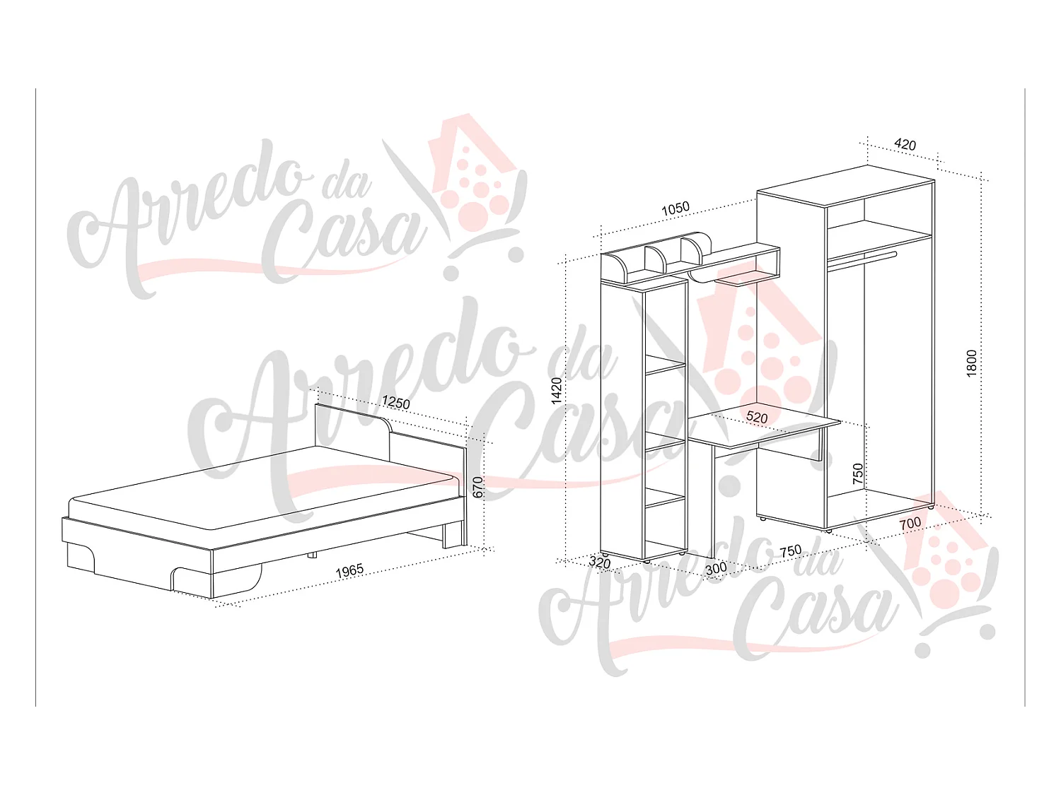 Cameretta singola completa viola e verde CCU8