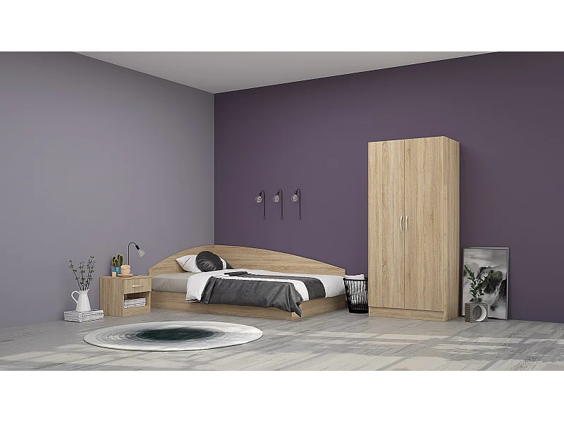 Cameretta 120x190 completa con letto a una piazza e mezza ad angolo sonoma CBG8