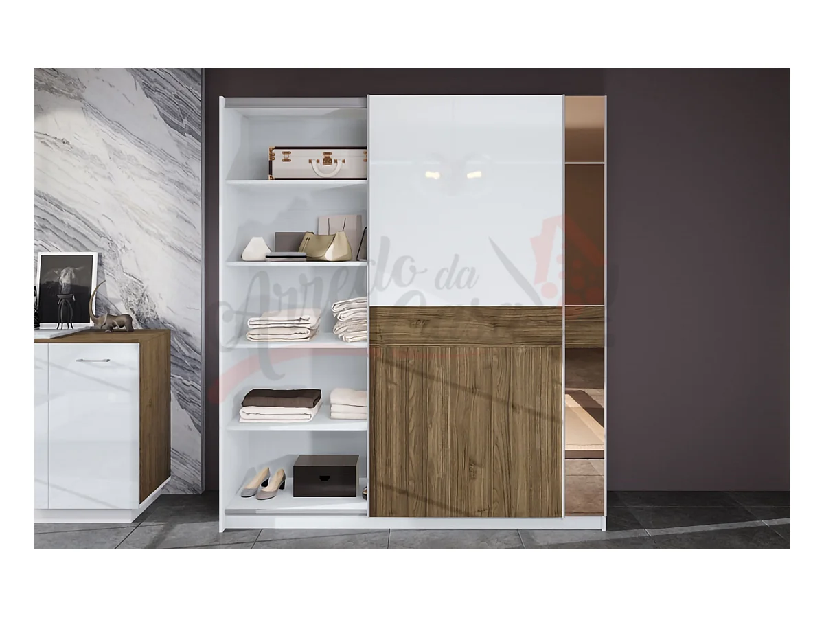 Camera da letto completa legno e bianco lucido CDLI35