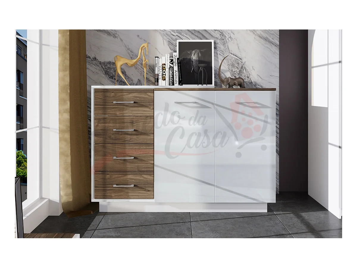 Camera da letto completa legno e bianco lucido CDLI35