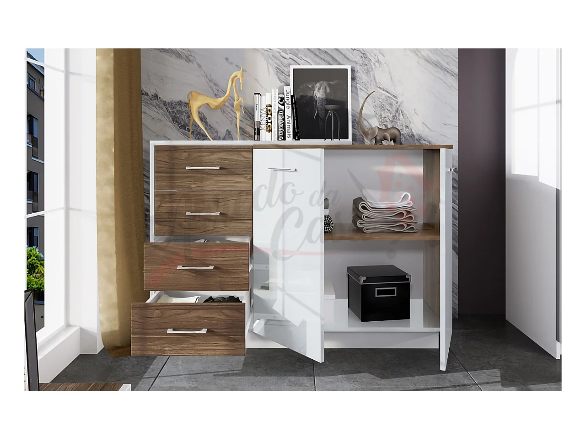 Camera da letto completa legno e bianco lucido CDLI35