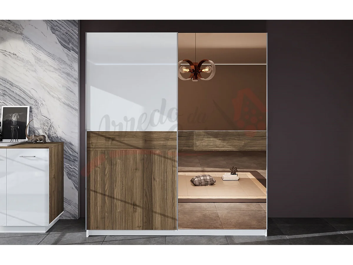 Camera da letto completa legno e bianco lucido CDLI35