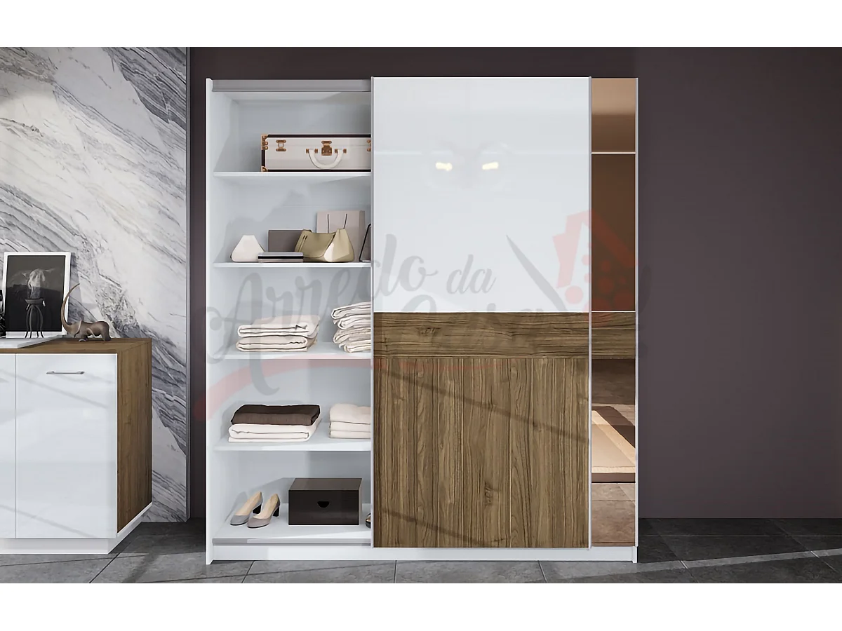 Camera da letto completa legno e bianco lucido CDLI35