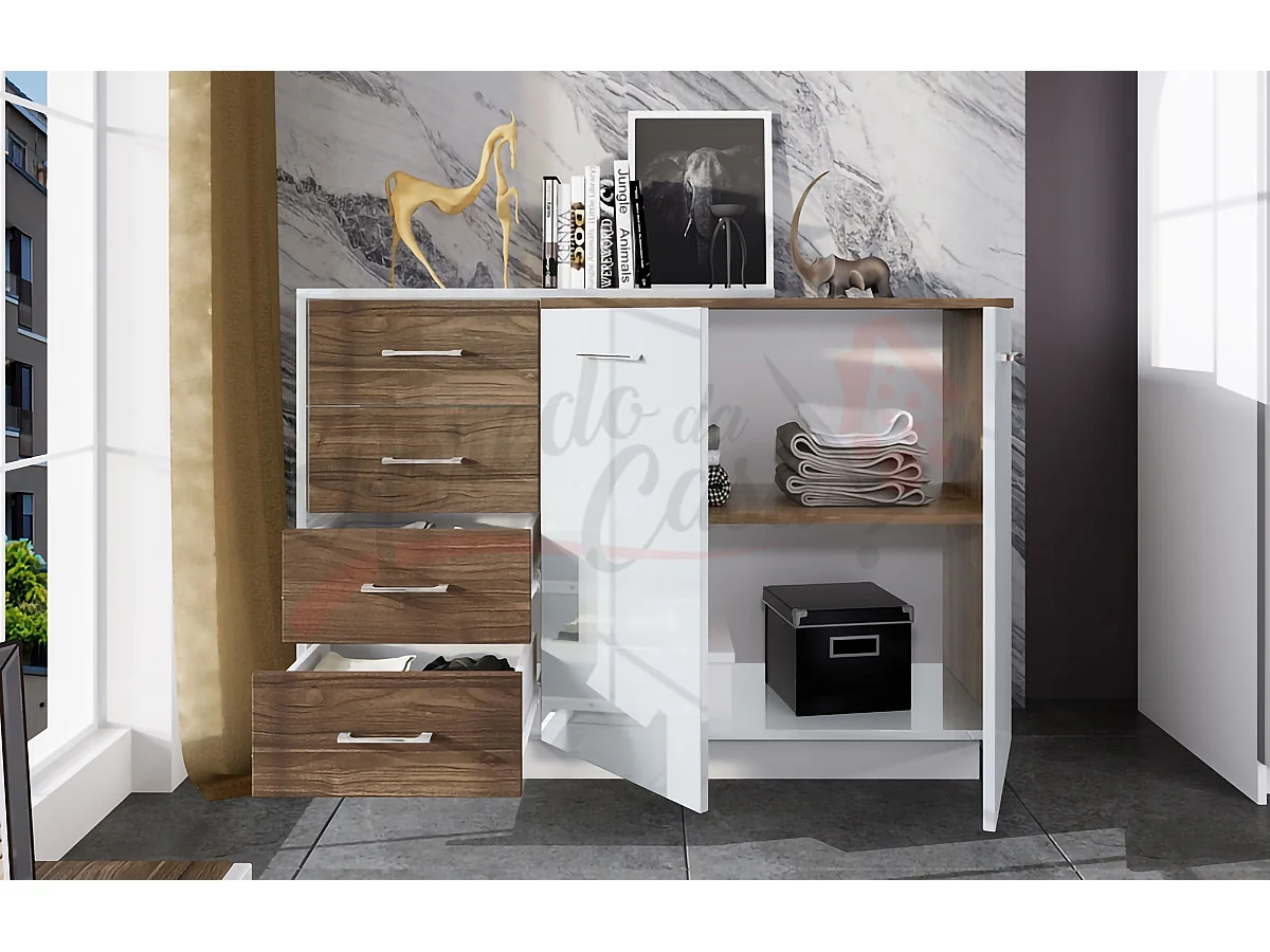 Camera da letto completa legno e bianco lucido CDLI35