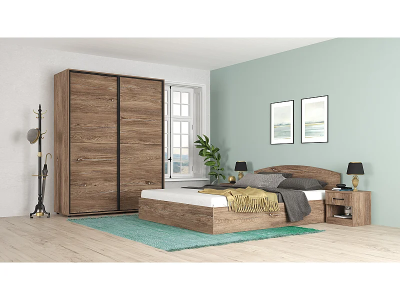 Camera da letto matrimoniale completa 160x200 cm marrone CMG42