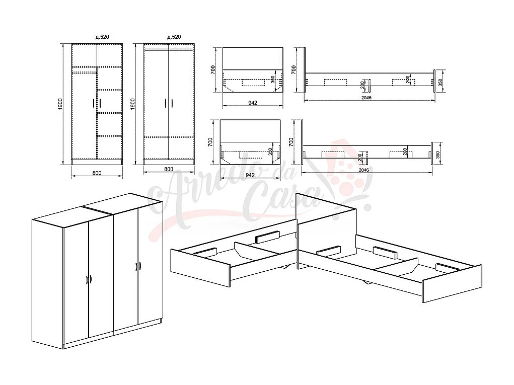 Cameretta moderna in noce CCI9