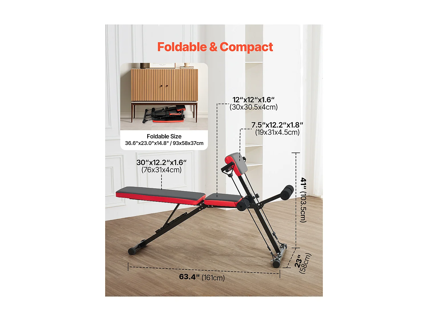 Banc d'Hyperextension SucceBuy du Dossier de la Chaise Romaine Pliable et Réglable, Salle de Sport
