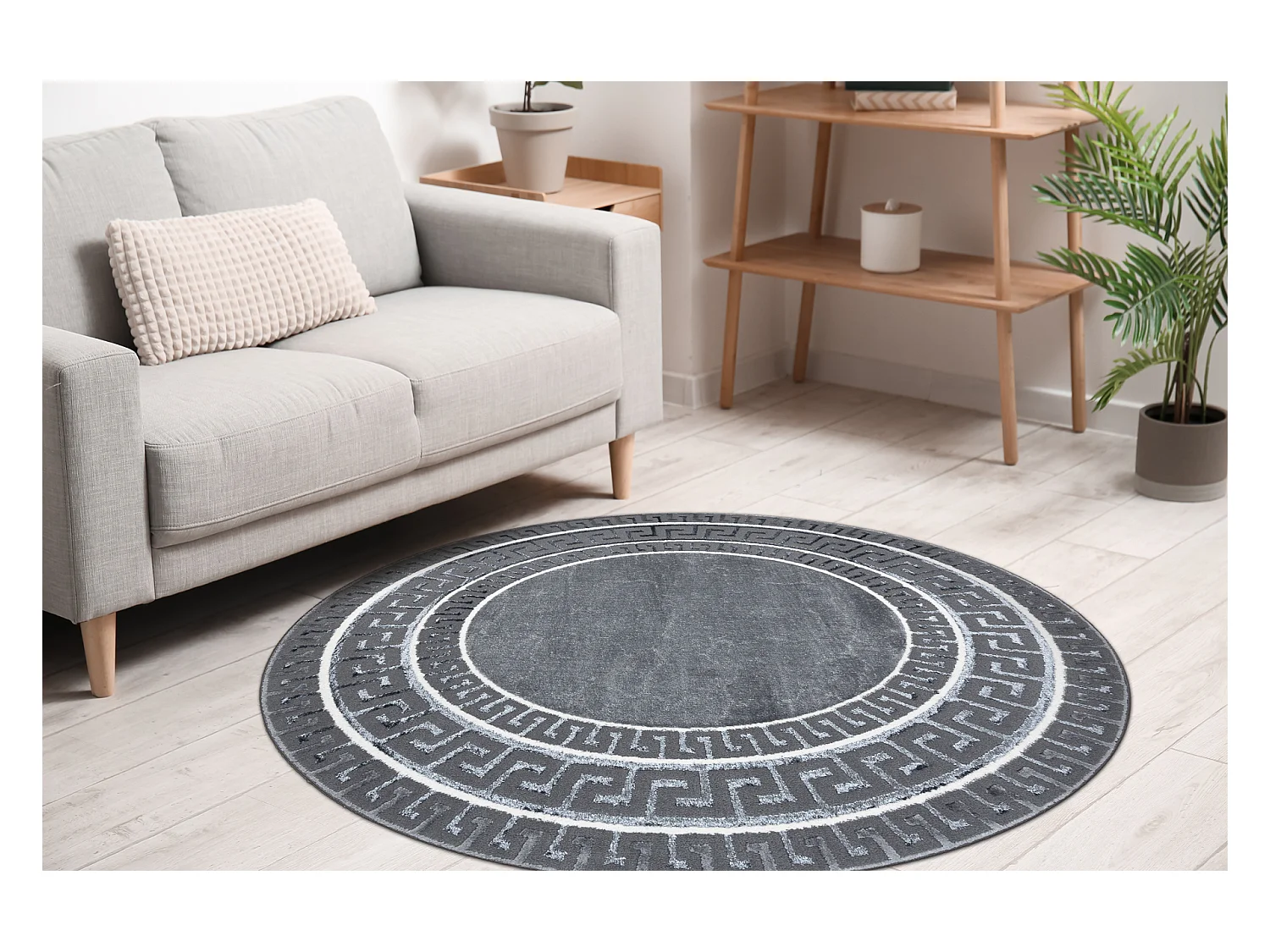 Tapijt ALLURE 1960, cirkel Grieks sleutel, frame - Structureel, stijlv cercle 120 cm