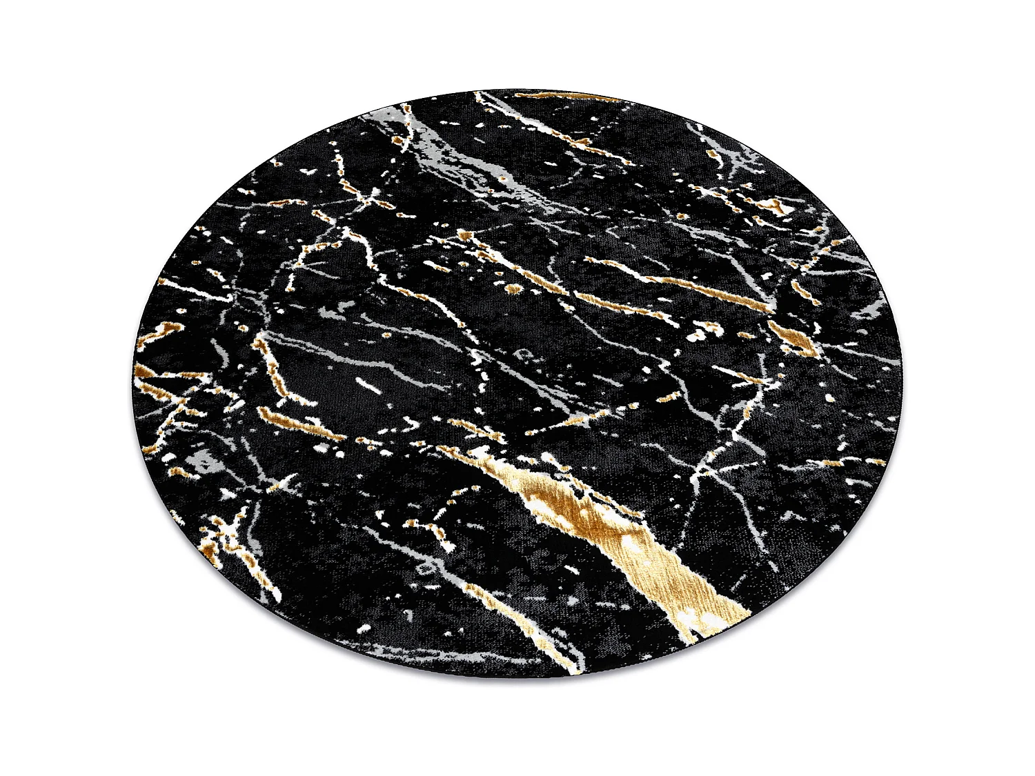 Tapis ALLURE 1963 cercle Marbre - Structurel, élégant, glamour noir  cercle 120 cm