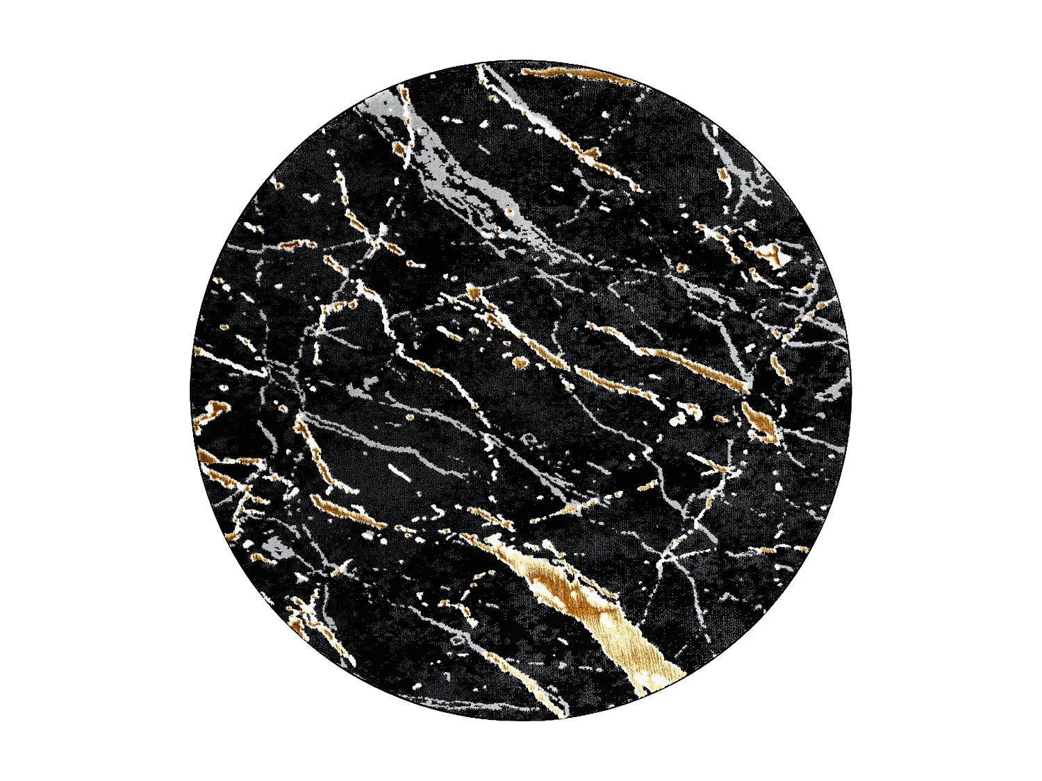 Tapis ALLURE 1963 cercle Marbre - Structurel, élégant, glamour noir  cercle 120 cm