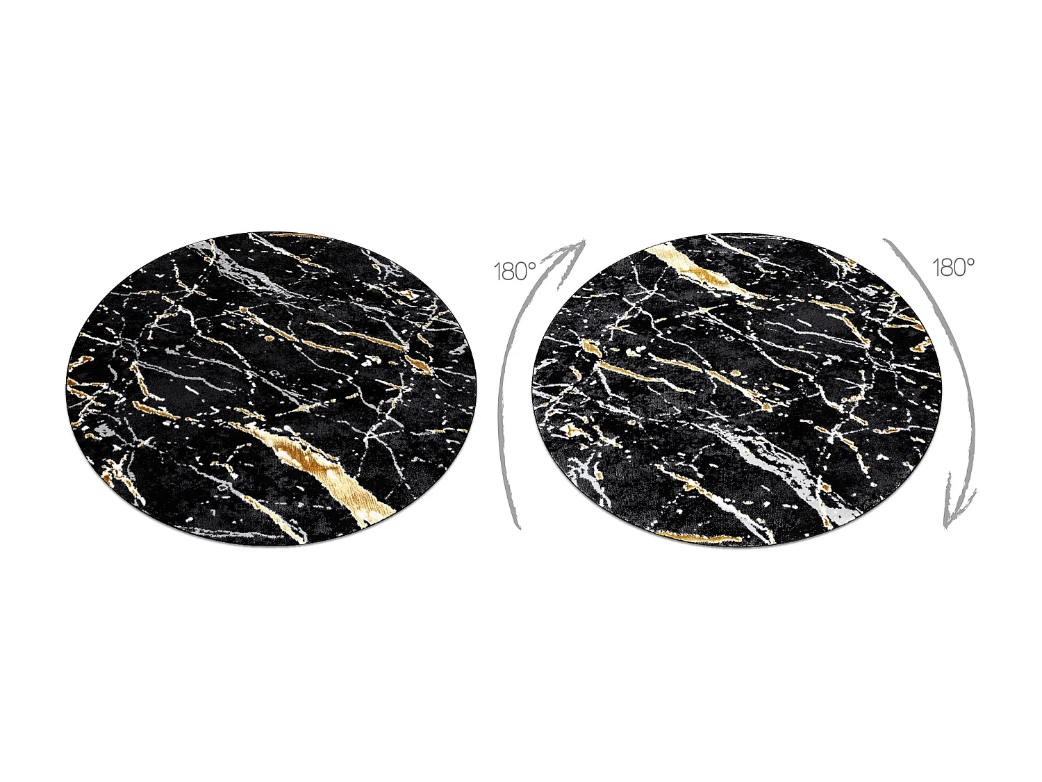 Tapis ALLURE 1963 cercle Marbre - Structurel, élégant, glamour noir  cercle 120 cm