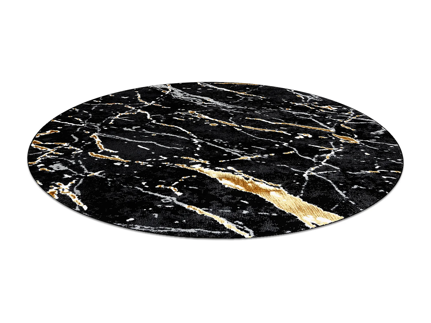 Tapis ALLURE 1963 cercle Marbre - Structurel, élégant, glamour noir  cercle 120 cm