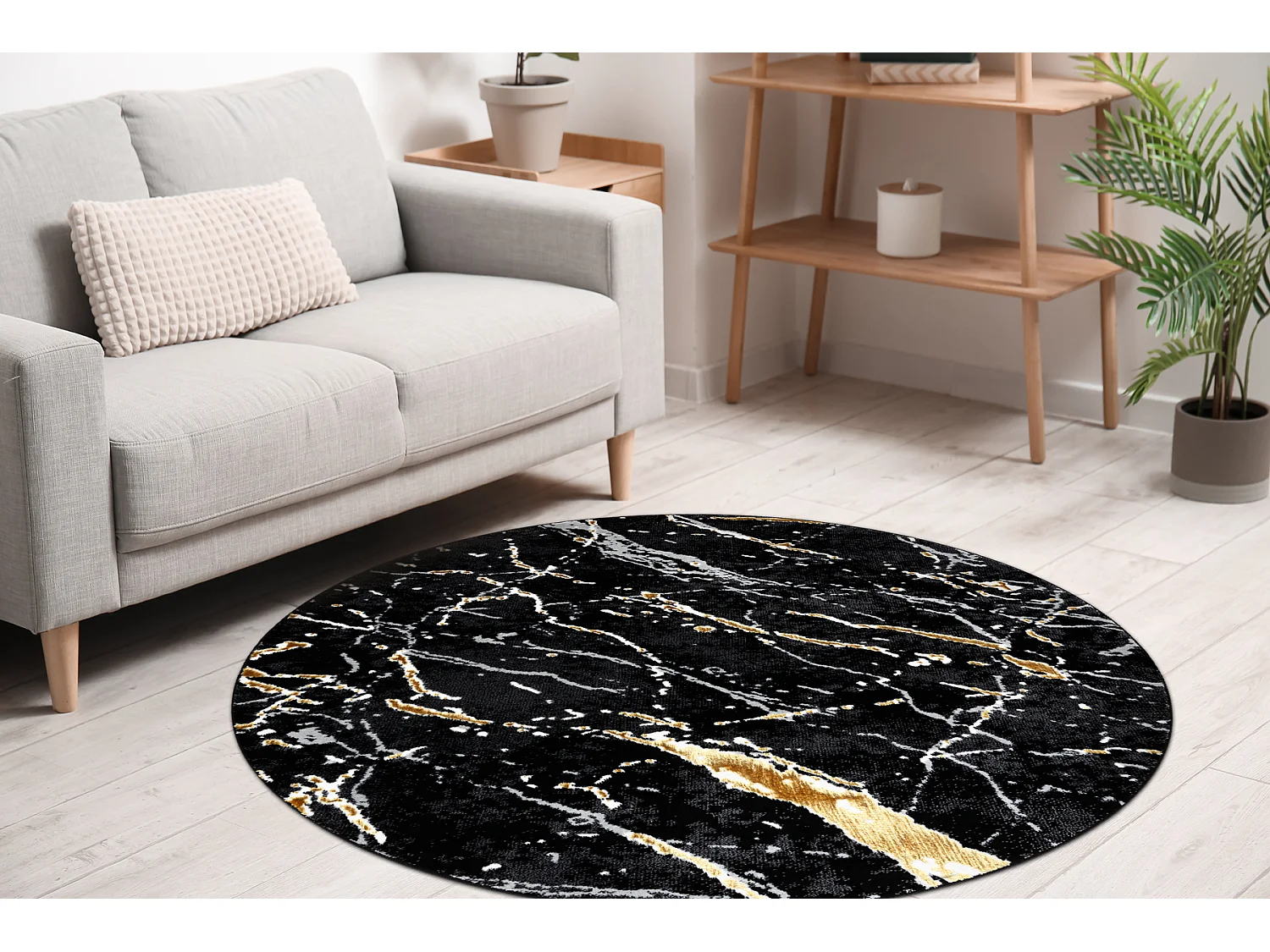 Dywan ALLURE 1963 koło Marmur - Strukturalny, stylowy, glamour czarny cercle 100 cm