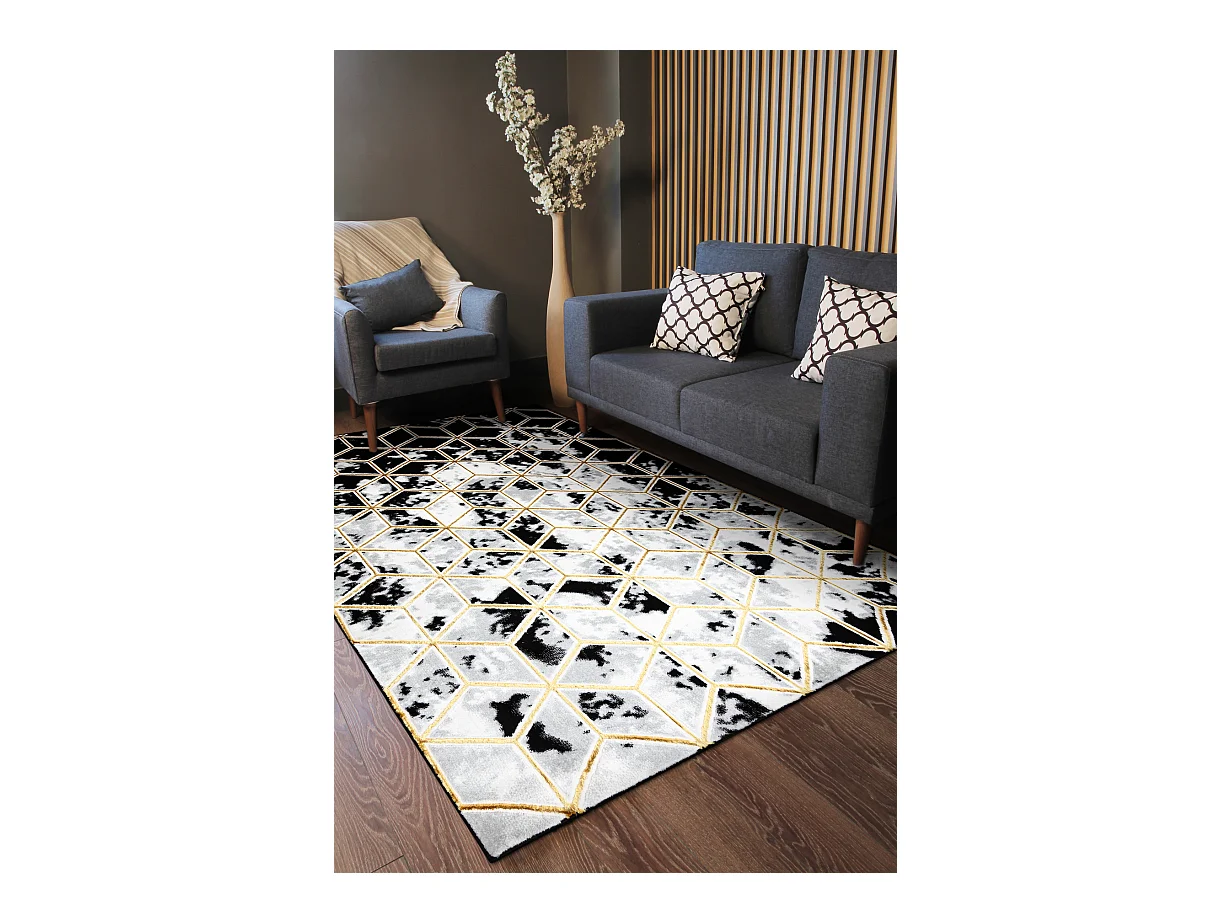 Tapijt ALLURE 1966 Cube 3D-kubus - Structureel, stijlvol, glamour zwar 80x150 cm