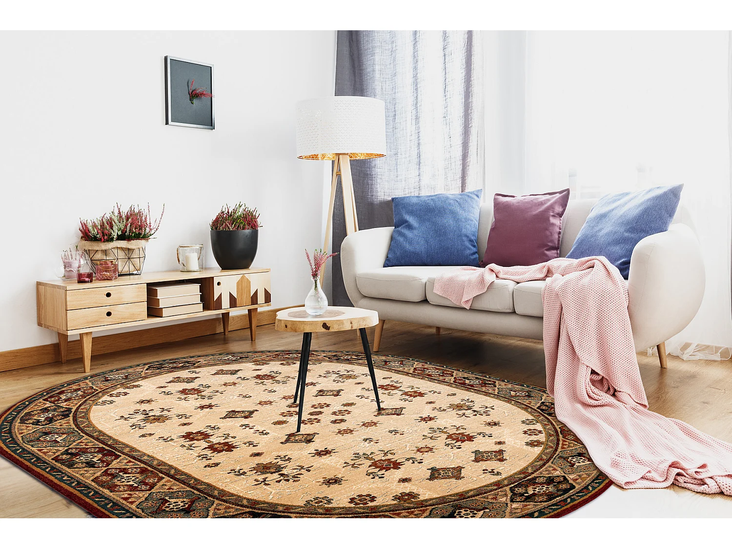 Tapis en laine OMEGA ovale TAROS oriental rudy 2 terre cuite 170x235 cm