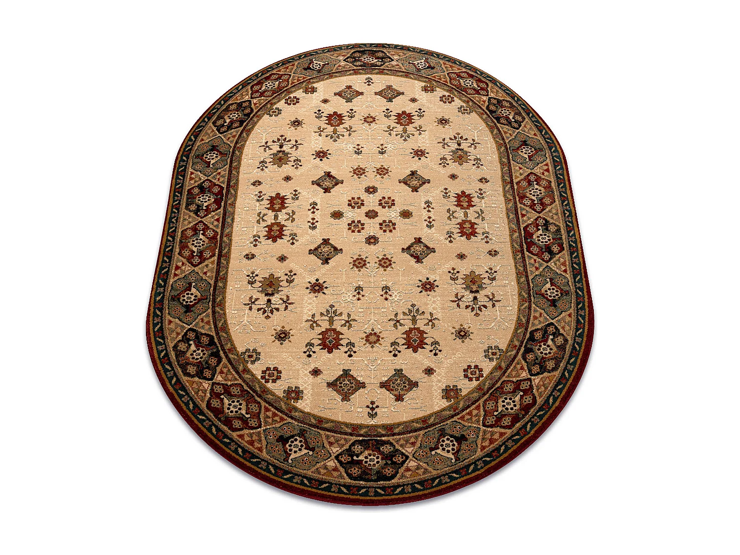 Wollteppich OMEGA Oval TAROS orientalisch rote 2 Terrakotta 170x235 cm