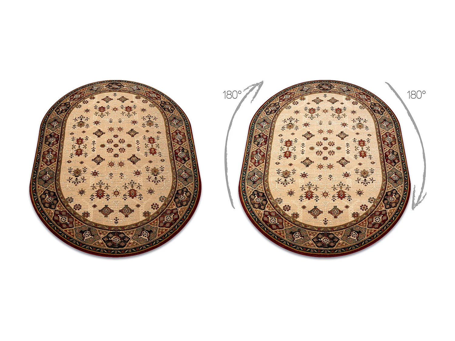 Wollteppich OMEGA Oval TAROS orientalisch rote 2 Terrakotta 170x235 cm