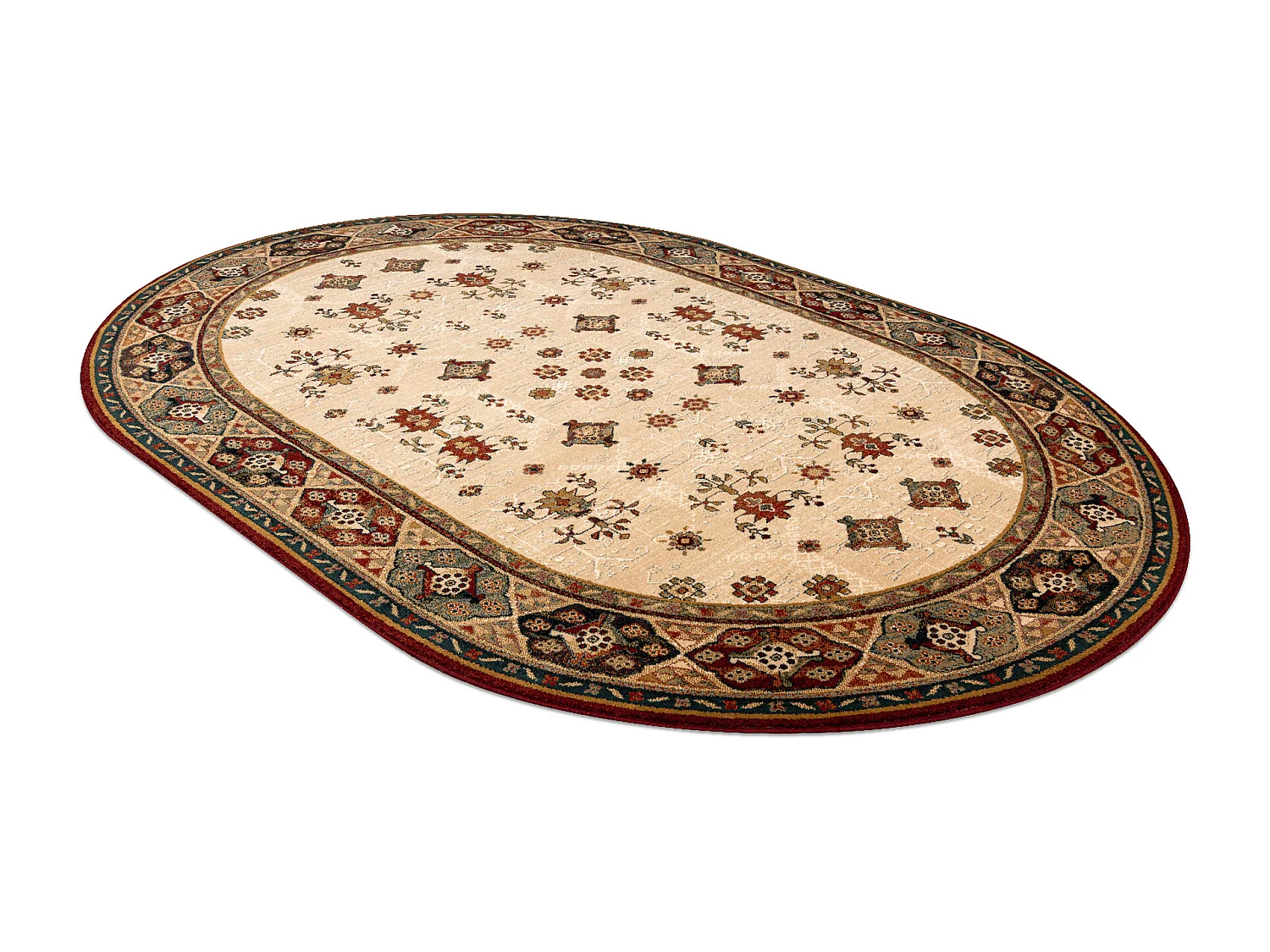Wollteppich OMEGA Oval TAROS orientalisch rote 2 Terrakotta 170x235 cm