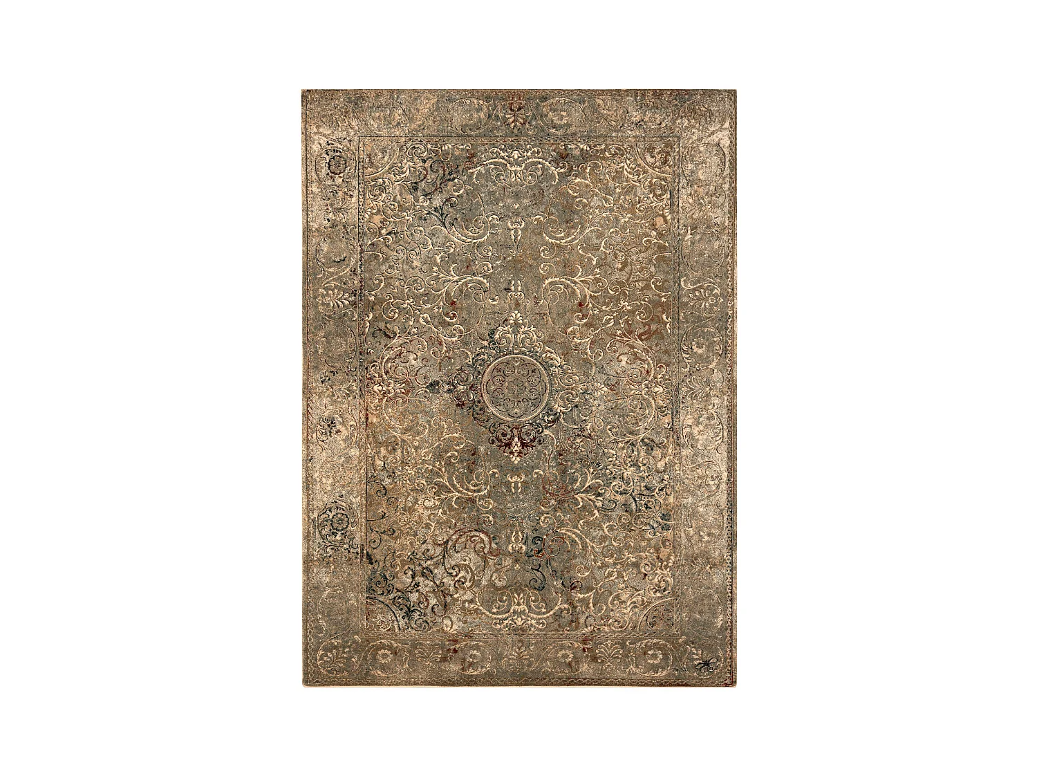 Tapis en laine OMEGA LUMIER Ornement vintage iron vert 170x235 cm