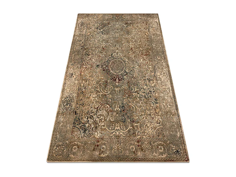 Tapis en laine OMEGA LUMIER Ornement vintage iron vert 170x235 cm