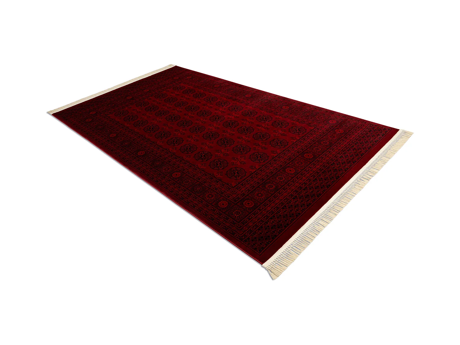 Tapis ORIENT 6889 bordeaux / noir Buchara, cadre, oriental, à franges 180x270 cm