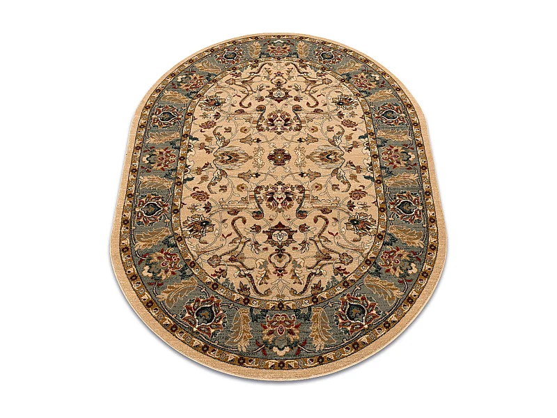 Wollteppich OMEGA Oval ORDA Blumen Jasmin 2 grün 170x235 cm