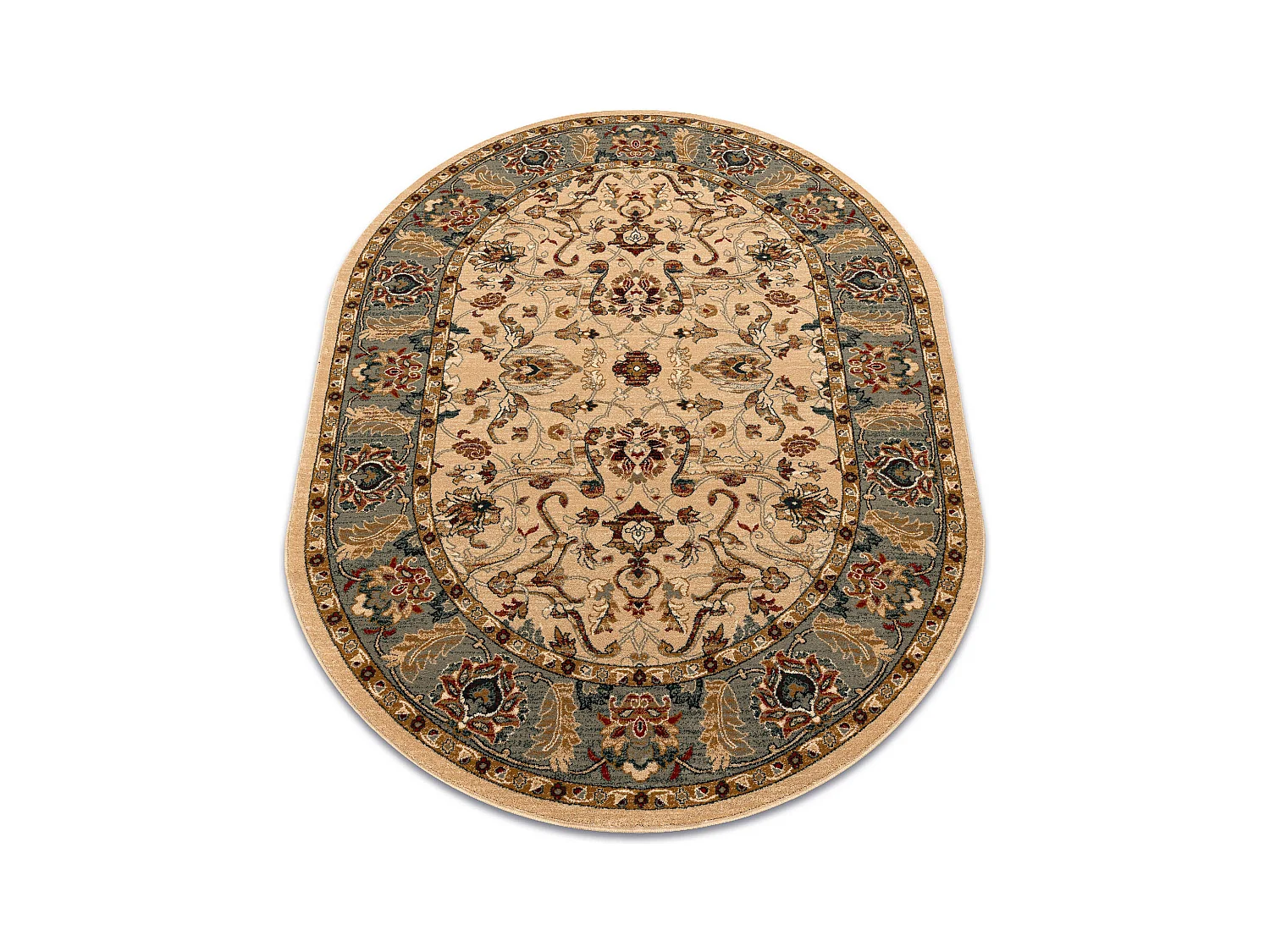 Tapis en laine OMEGA ovale ORDA fleurs jasmin 2 vert 170x235 cm