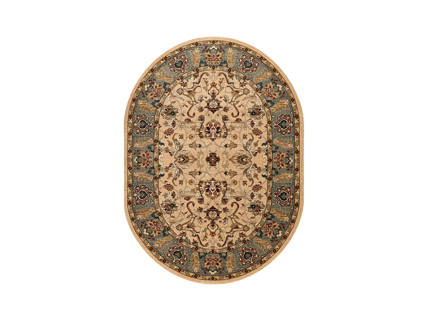 Tapis en laine OMEGA ovale ORDA fleurs jasmin 2 vert 170x235 cm