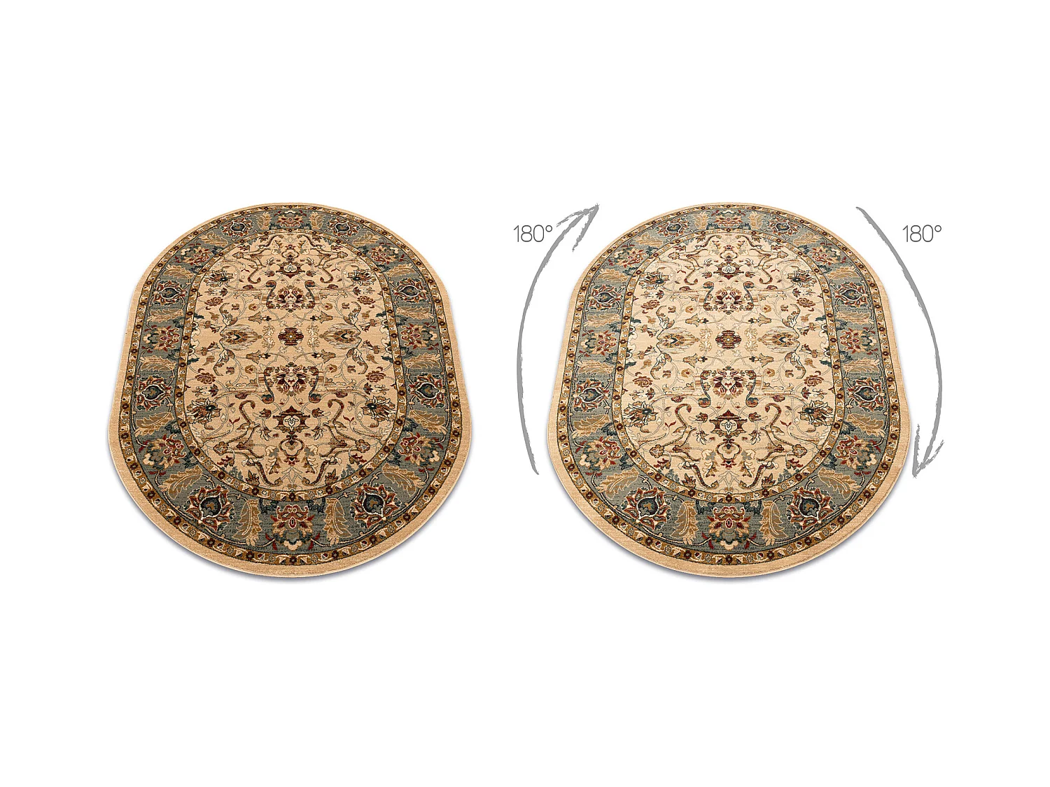 Tapis en laine OMEGA ovale ORDA fleurs jasmin 2 vert 170x235 cm