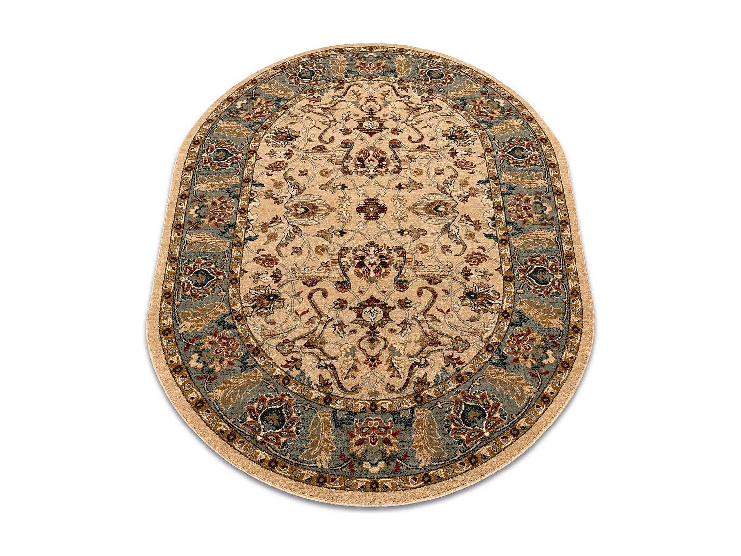 Dywan wełniany OMEGA owal ORDA kwiaty jaśmin 2 zielony 170x235 cm