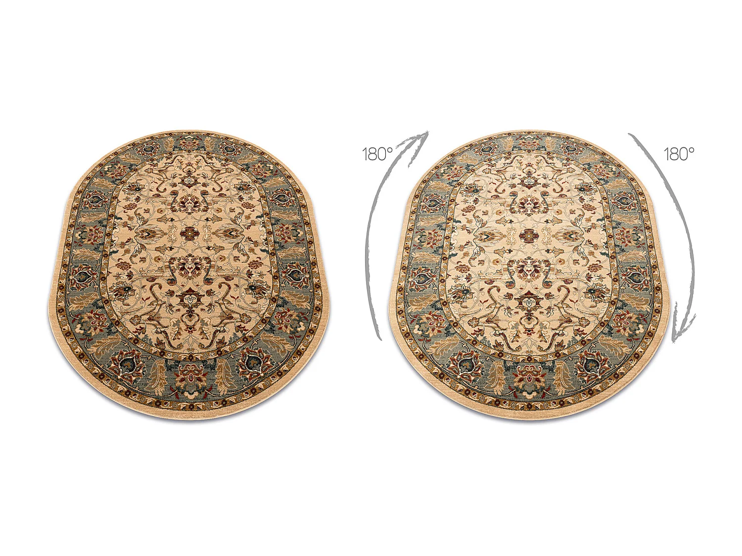 Dywan wełniany OMEGA owal ORDA kwiaty jaśmin 2 zielony 170x235 cm