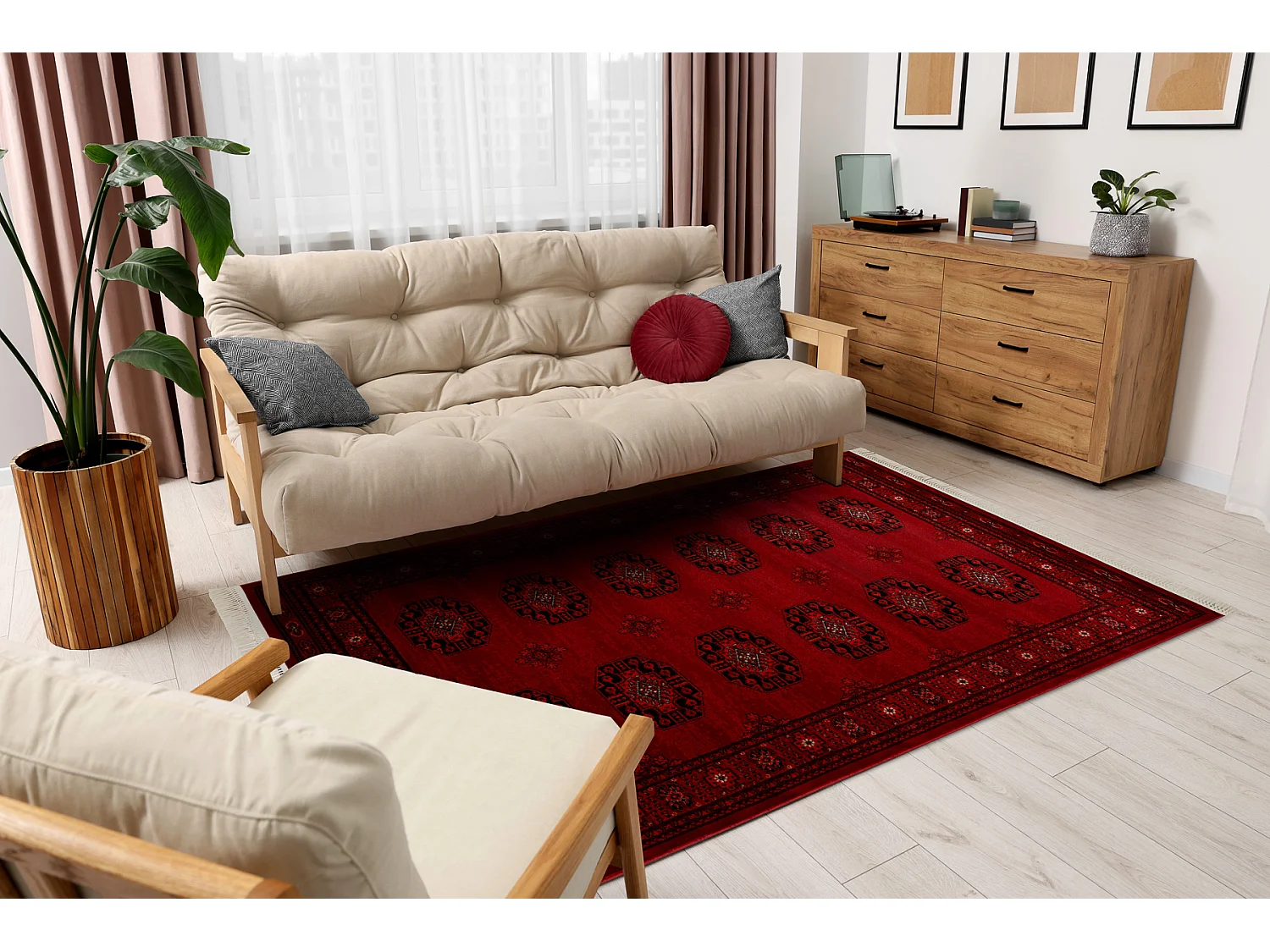 ORIENT 6871 Teppich burgund / schwarz Rahmen, klassisch, Ornament, mit 150x230 cm