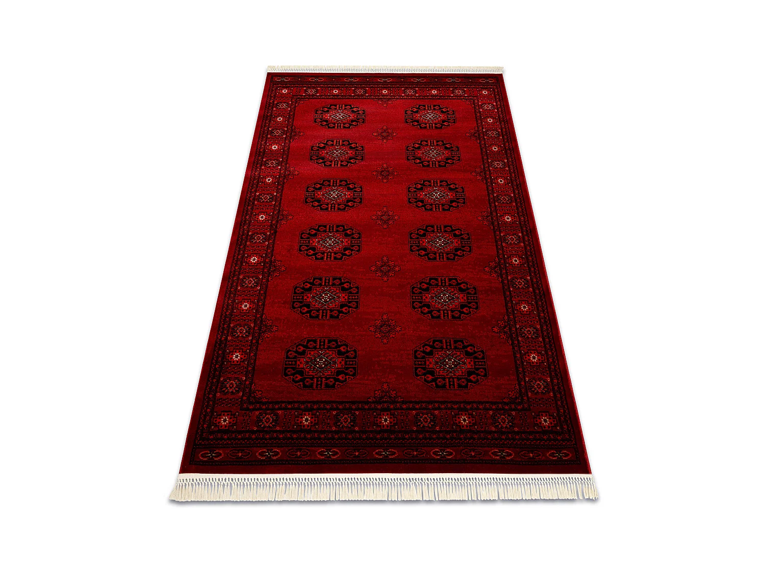 Tapis ORIENT 6871 bordeaux / noir Cadre, classique, ornement, à frang 250x350 cm