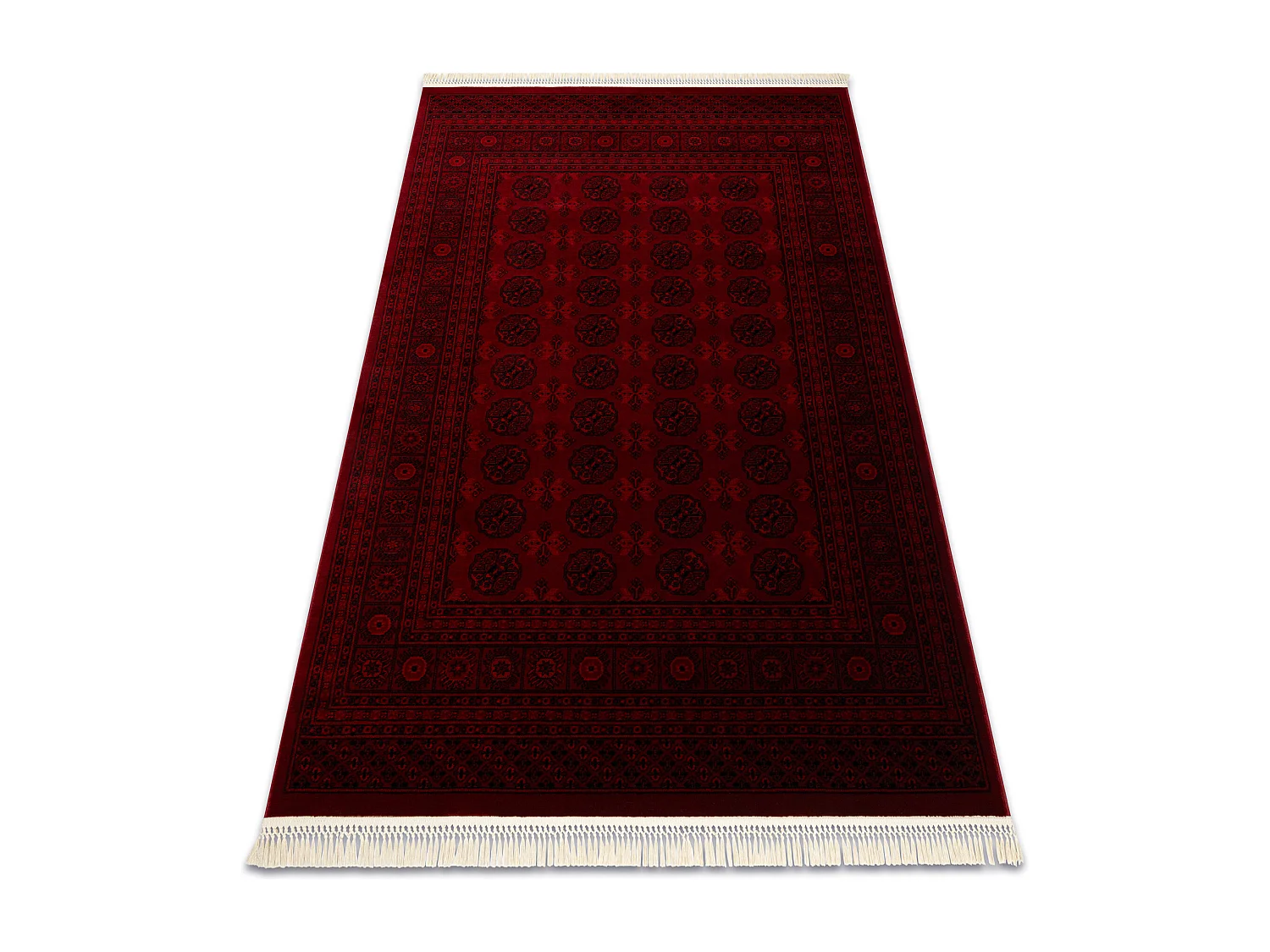 Tapis ORIENT 6889 bordeaux / noir Buchara, cadre, oriental, à franges 100x200 cm