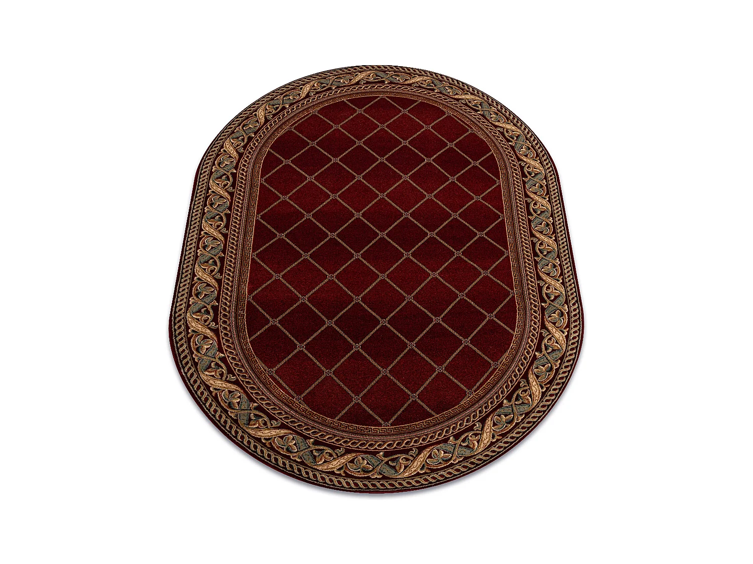 Tapis en laine OMEGA ovale KASTOR Treillis red 2 rouge 200x300 cm