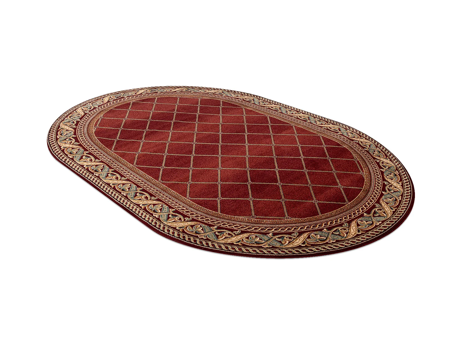 Tapis en laine OMEGA ovale KASTOR Treillis red 2 rouge 200x300 cm