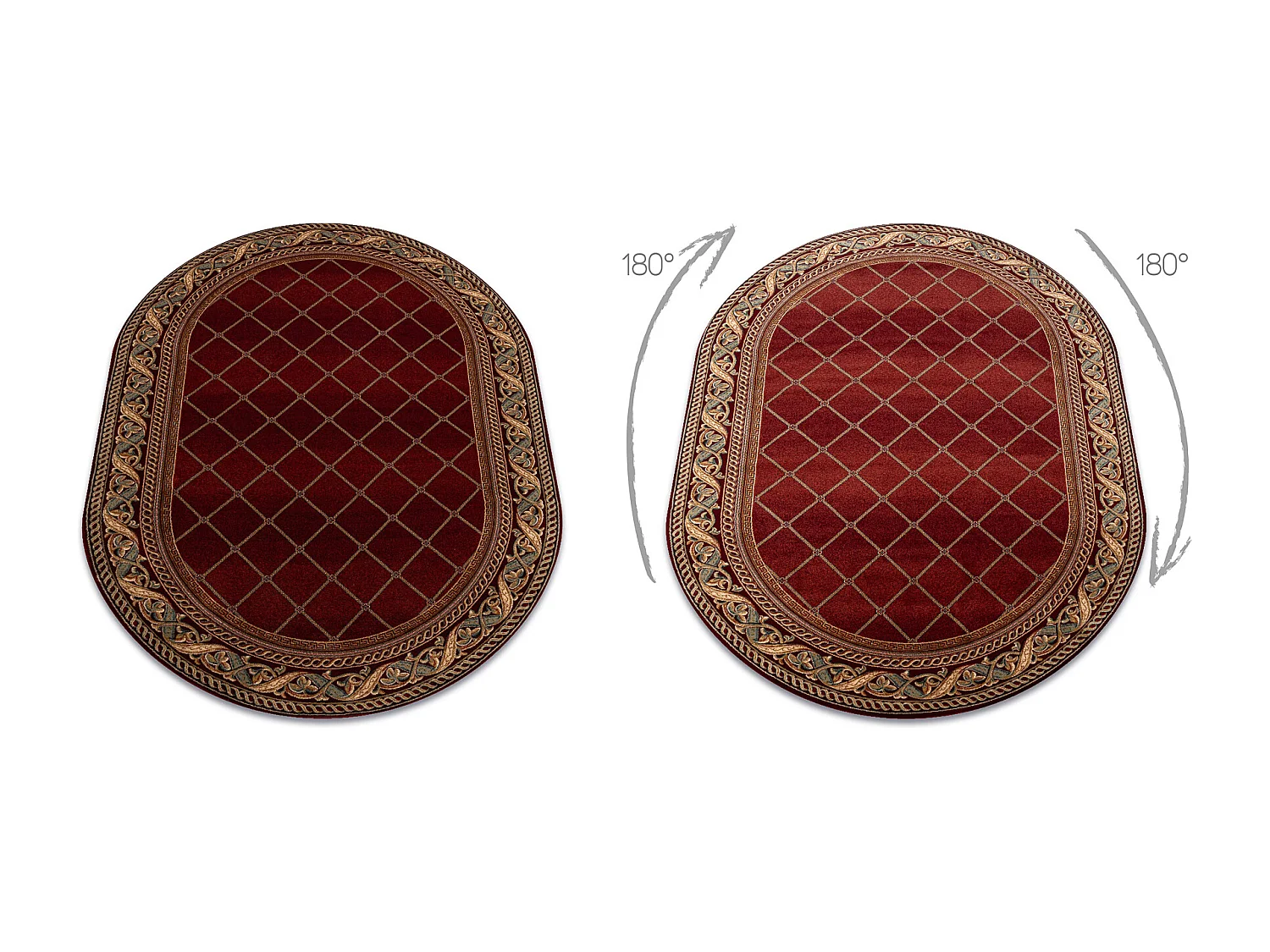 Tapete de lã OMEGA oval KASTOR Treliça red 2 vermelho 200x300 cm